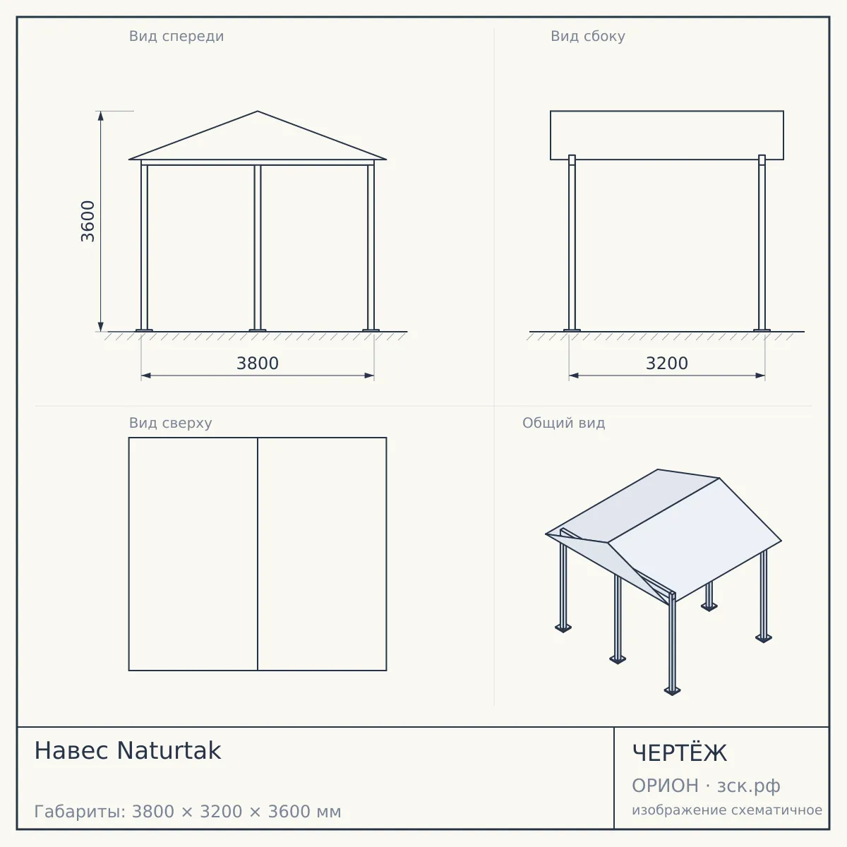 Навес Naturtak — чертёж